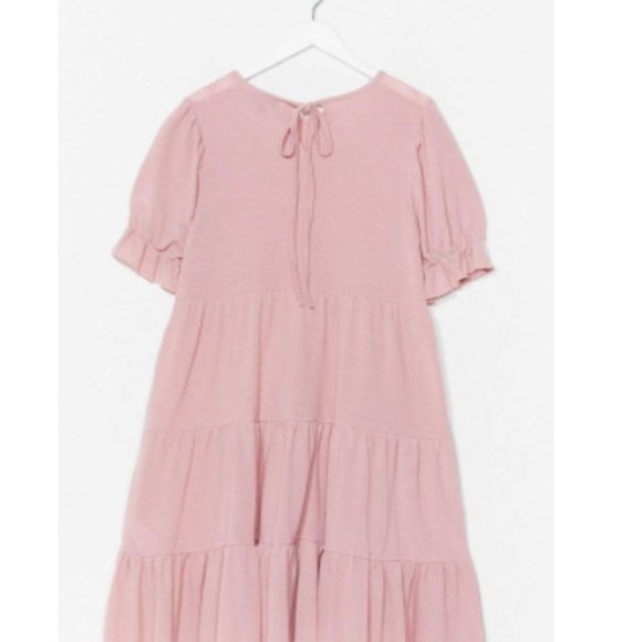 Pink Hot Puff Tiered Mini Dress - Picture 7 of 8